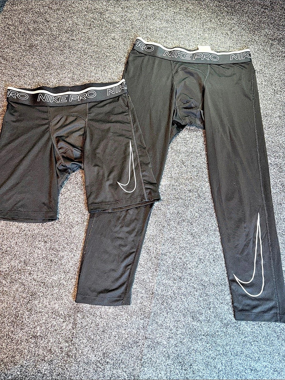 Nike Pro Dri-FIT Compression Set Black Athletic Pants Large And Medium Shorts